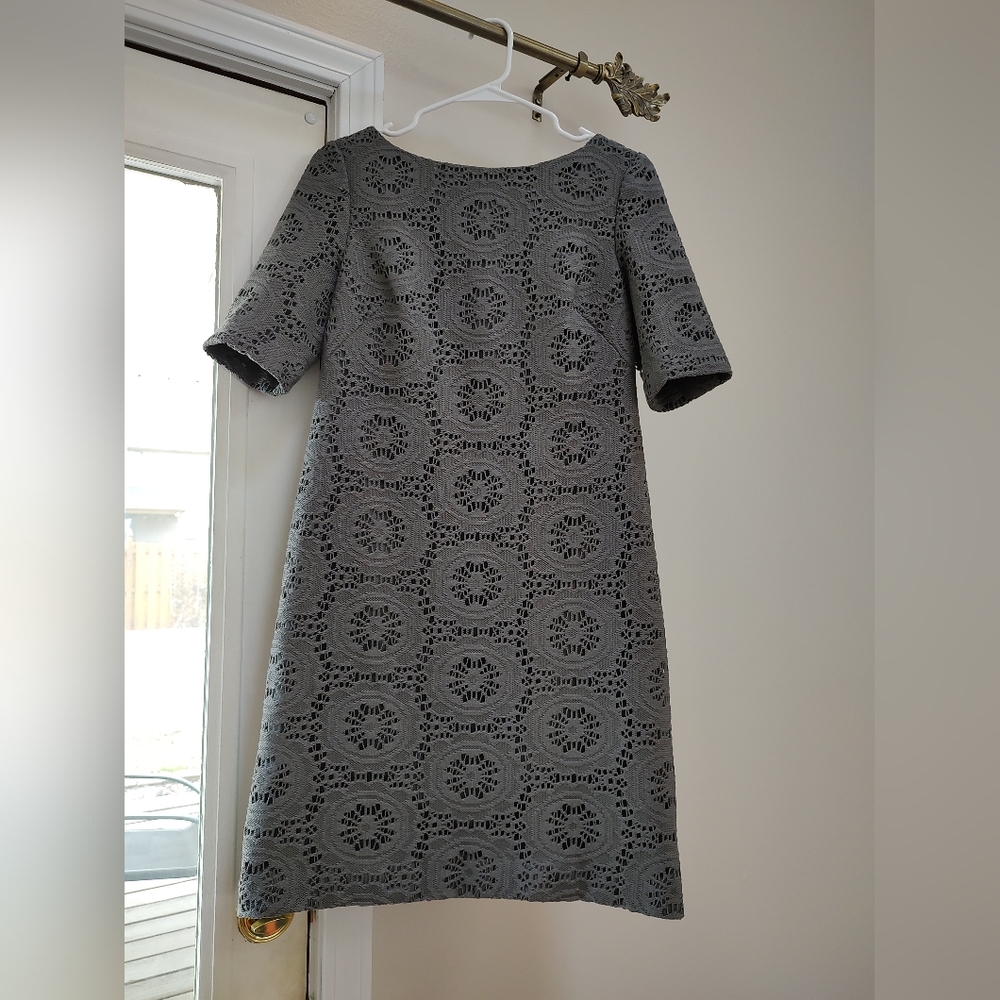 Adrianna Papell Gray Crochet Lace Dress - Size 8 - Picture 2 of 4